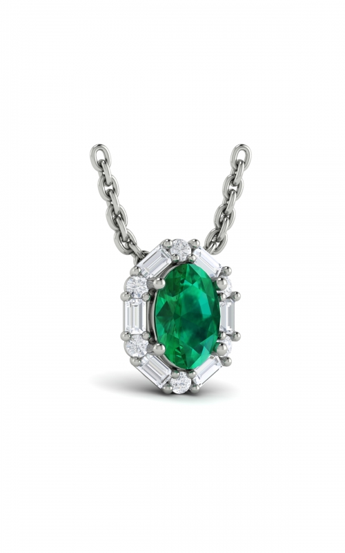 Vlora Adelle Oval Emerald and Diamond Baguette Pendant VP60776E-14WGproduct image