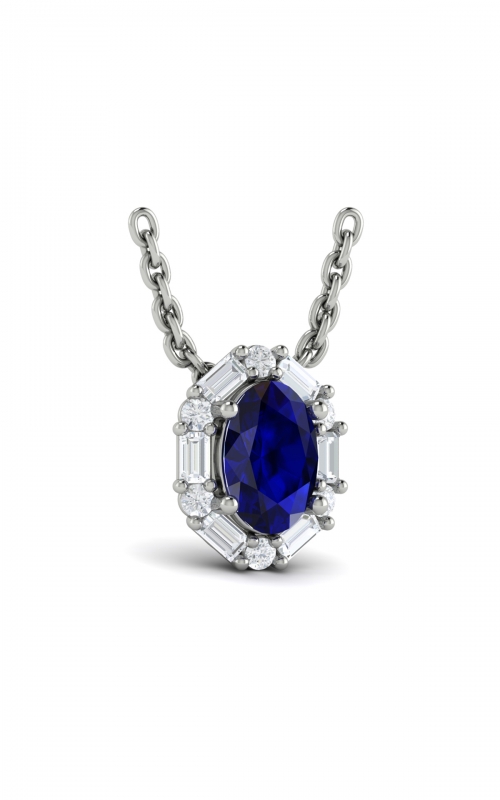 Vlora Adelle Oval Sapphire and Diamond Baguette Pendant VP60776S-14WGproduct image