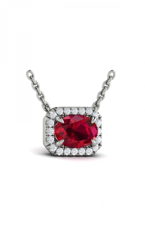 Vlora Adelle Diamond Cushion Halo and Oval Ruby Necklace VP60781R-14WGproduct image