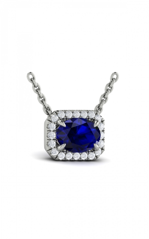 Vlora Adelle Diamond Cushion Halo and Oval Sapphire Necklace VP60781S-14WGproduct image