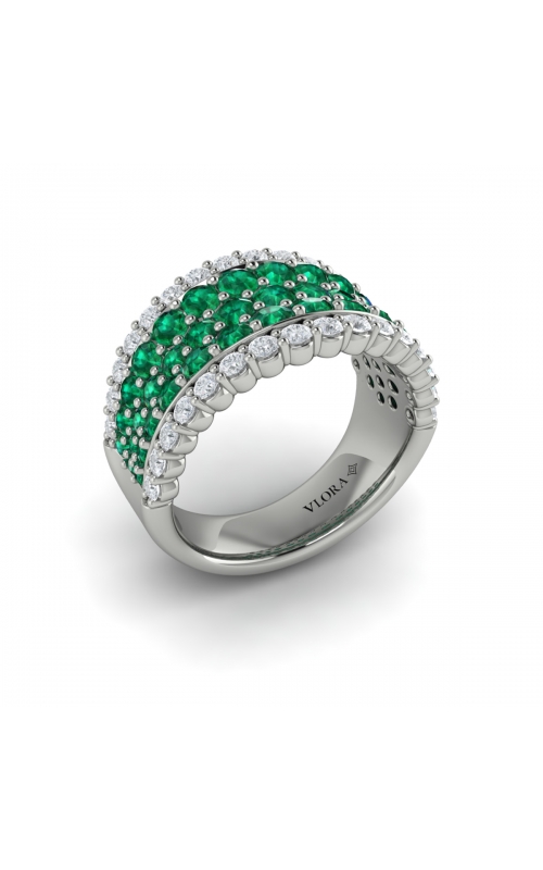 Vlora Adella Diamond and Emerald Multi-Row Statement Fashion Ring VR60683E-14WGproduct image