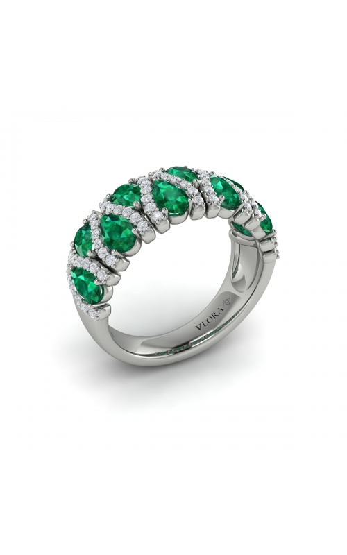 Vlora Adella Multi Diamond and Emerald Statement Fashion Ring VR60997E-14WGproduct image