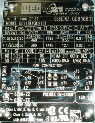 WEG Electric Corp 00718EP3E213T label image