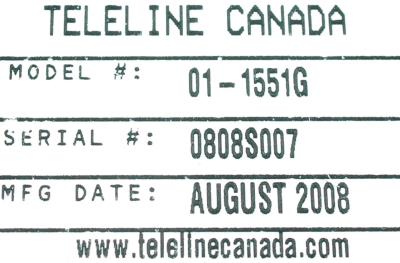 Teleline Canada 01-1551G label image