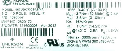 Emerson 067UDC300BAEMA label image