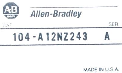 Allen-Bradley 104-A12NZ243-24VDC label image