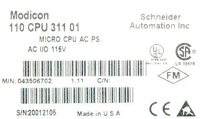 MODICON 110CPU31101 label image