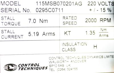 Control Techniques 115MSB070201AG label image