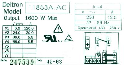 Deltron 11853A-AC label image