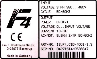 KEB 13.F4.C1D-4001-1.3 label image