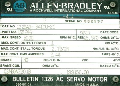 Allen-Bradley 1326AB-B410G-21 label image