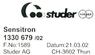Studer AG 1330679-02 label image