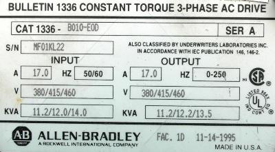 New Refurbished Exchange Repair  Allen-Bradley Inverter-General Purpose 1336-B010-EOD Precision Zone