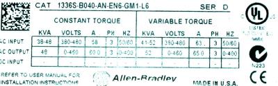 Allen-Bradley 1336S-B040-AN-EN6-GM1-L6 label image