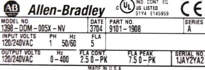 Allen-Bradley 1398-DDM-005X-NV label image