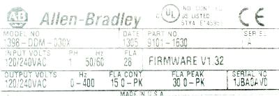 Allen-Bradley 1398-DDM-030X label image