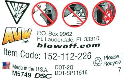 AVW Inc 152-112-226 label image