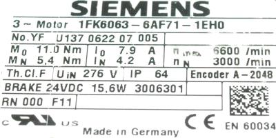 Siemens 1FK6063-6AF71-1EH0 label image