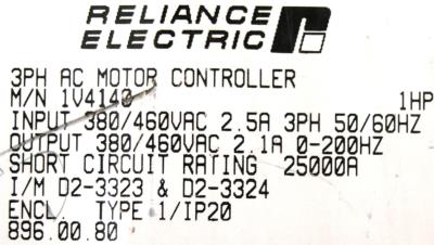 RELIANCE ELECTRIC 1V4140 label image