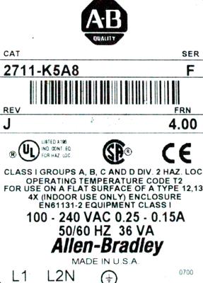 Allen-Bradley 2711-K5A8 label image
