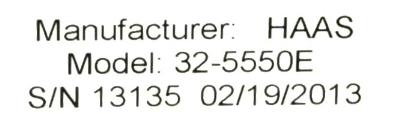 HAAS 32-5550E label image