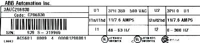 ABB 3AUC286830 label image
