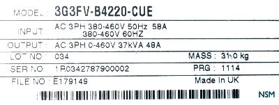 Omron 3G3FV-B4220-CUE label image