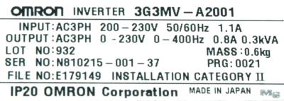 Omron 3G3MV-A2001 label image