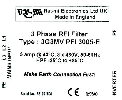 Rasmi Electronics 3G3MVPFI3005-E label image