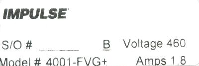 Magnetek 4001-FVG+ label image