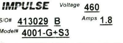 Magnetek 4001-G+S3 label image
