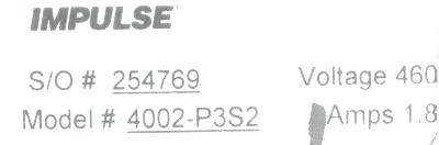 Magnetek 4002-P3S2 label image