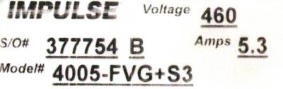 Magnetek 4005-FVG+S3 label image