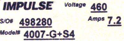 Magnetek 4007-G+S4 label image