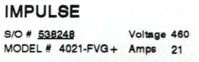 Magnetek 4021-FVG+ label image