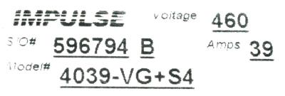 Magnetek 4039-VG+S4 label image