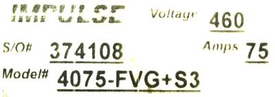 Magnetek 4075-FVG+S3 label image