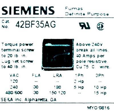 Siemens 42BF35AG label image