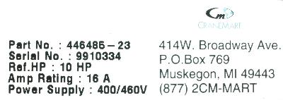 CraneMart 446485-23 label image