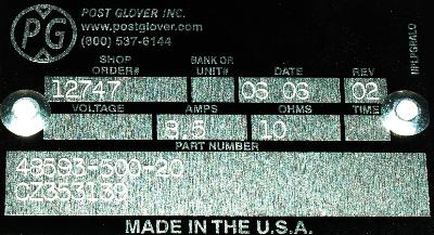 Post Glover 48593-500-20 label image
