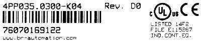 B and R Automation 4PP035.0300-K04 label image