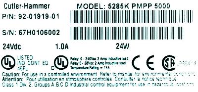 Cutler-Hammer 5285KPMPP5000 label image