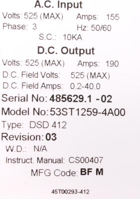 Magnetek 53ST1259-4A00 label image