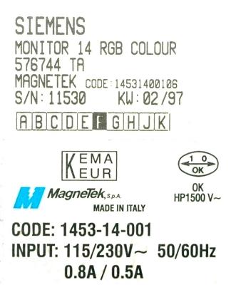 Siemens 576744TA label image