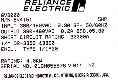 RELIANCE ELECTRIC 5V4151 label image
