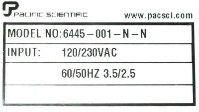 Pacific Scientific 6445-001-N-N label image
