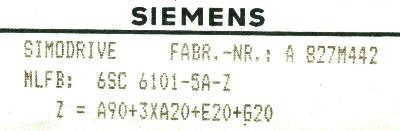 Siemens 6SC6101-5A-Z label image