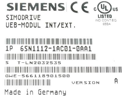 Siemens 6SN1112-1AC01-0AA1 label image
