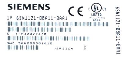 Siemens 6SN1121-0BA11-0AA1 label image