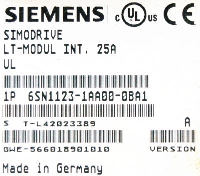 Siemens 6SN1123-1AA00-0BA1 label image